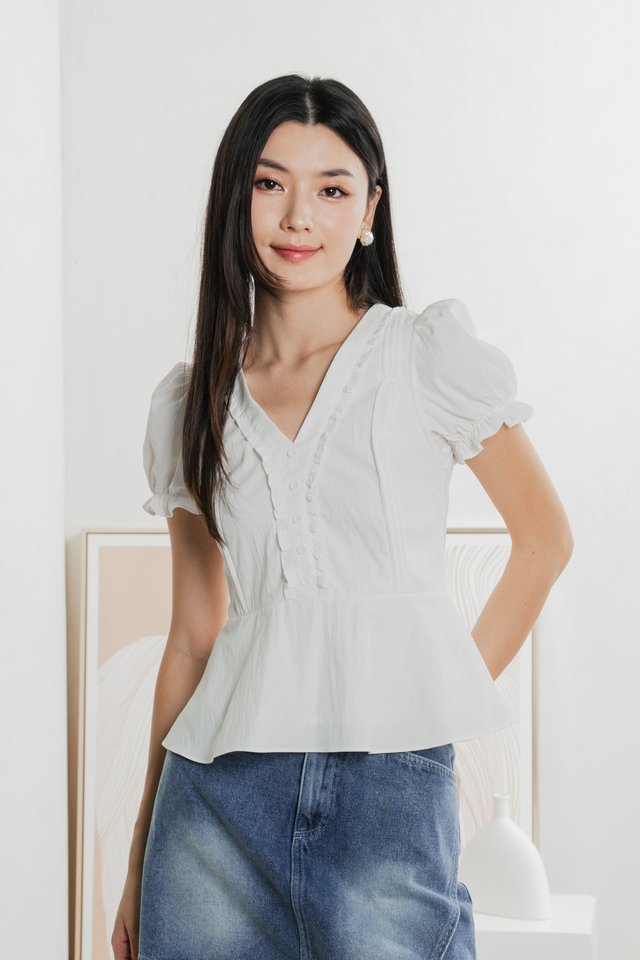 Quinn Cottagecore Top In White