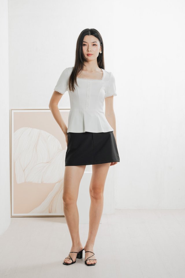 Lyrica Lace Trimmings Button Top In White