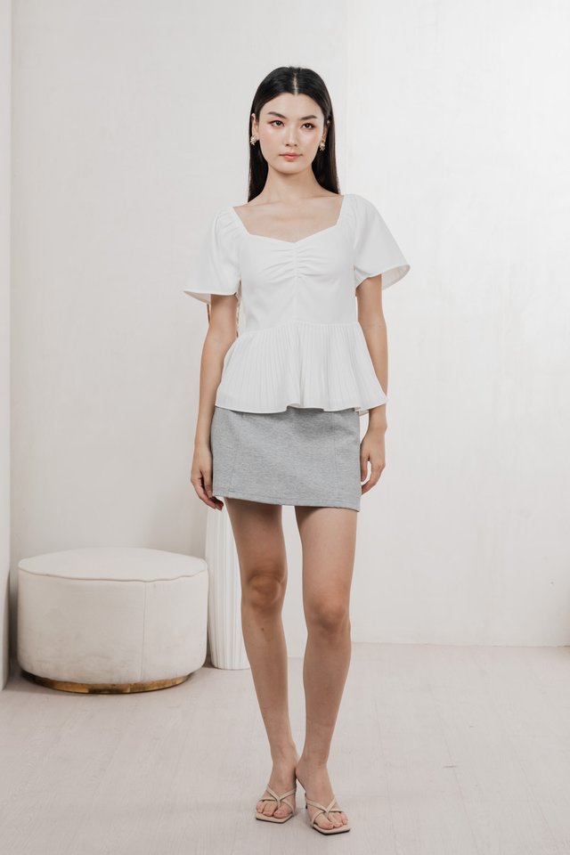 Poise Sweetheart Pleated Top In White
