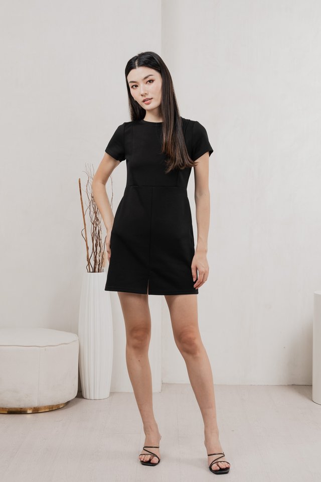 Charley Cotton Panelled Dress In Black