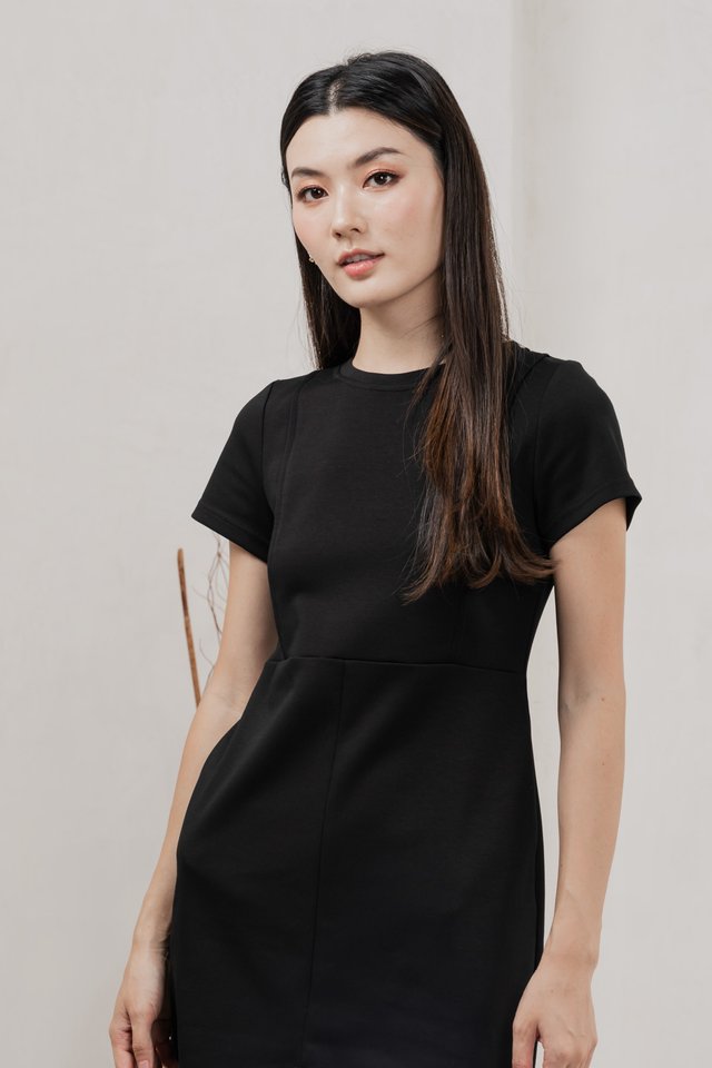 Charley Cotton Panelled Dress In Black