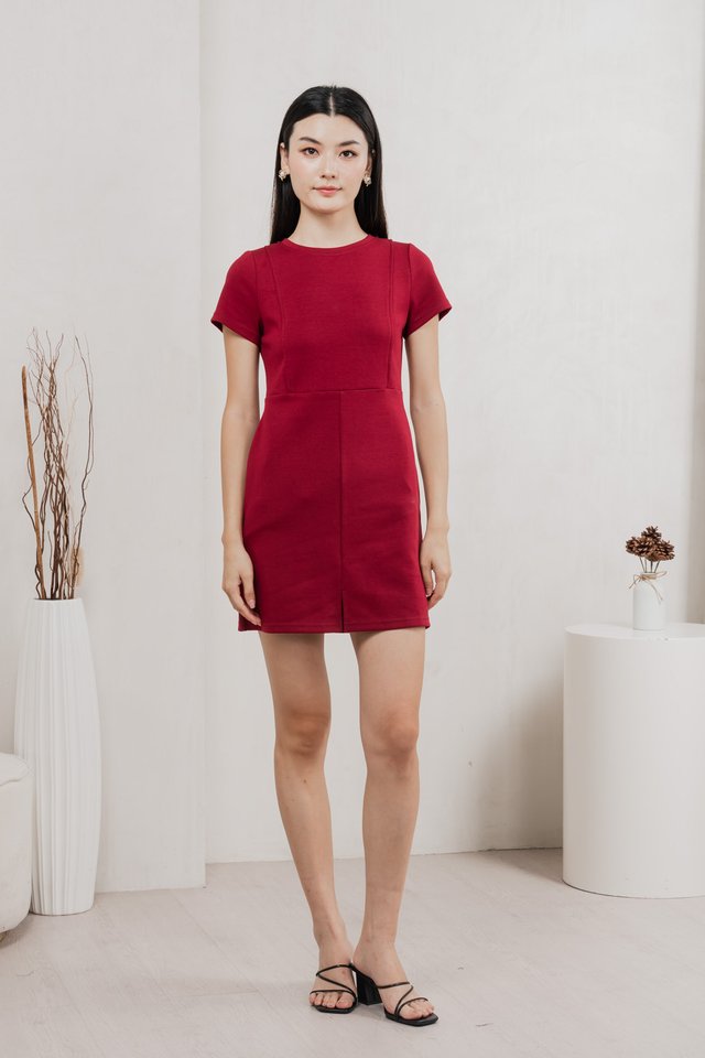 Charley Cotton Panelled Dress In Red