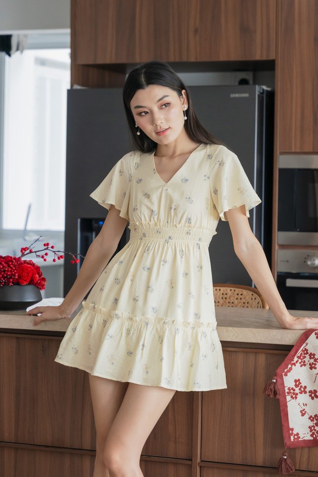 Citrine Floral Smocked Waist Dress