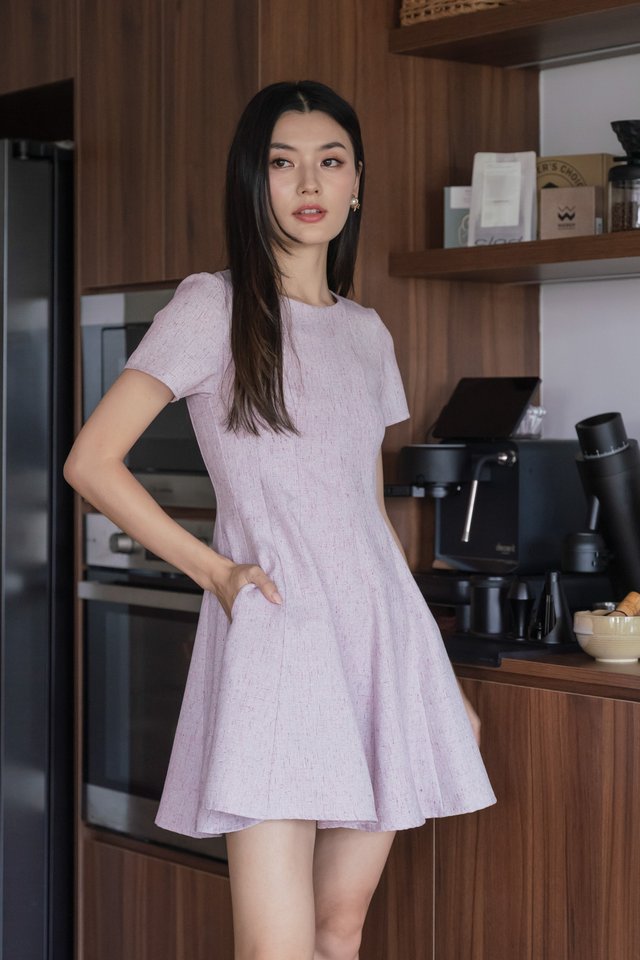 Apple Tweed Work Dress In Pink