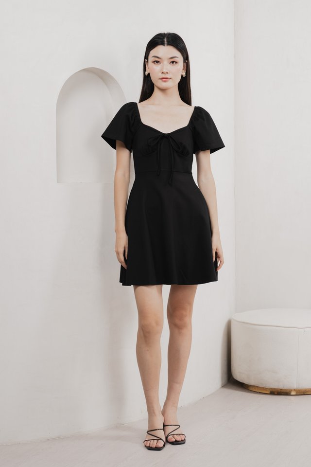 Eugene Ribbon Cotton Dress In Black