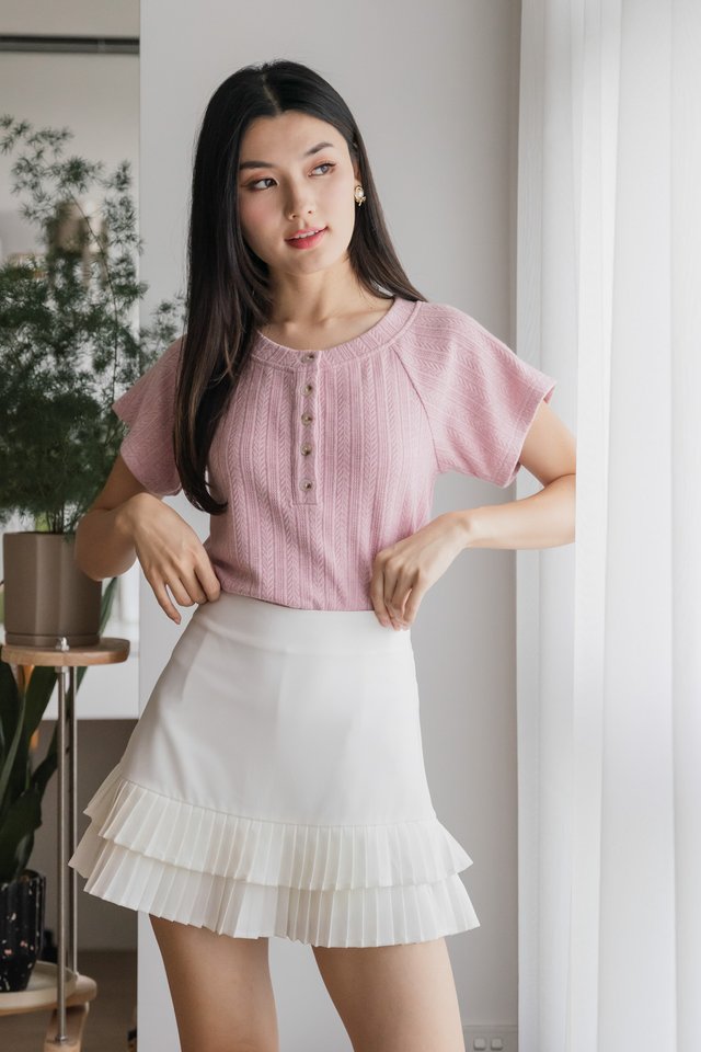 Boyce Buttons Knit Top In Pink