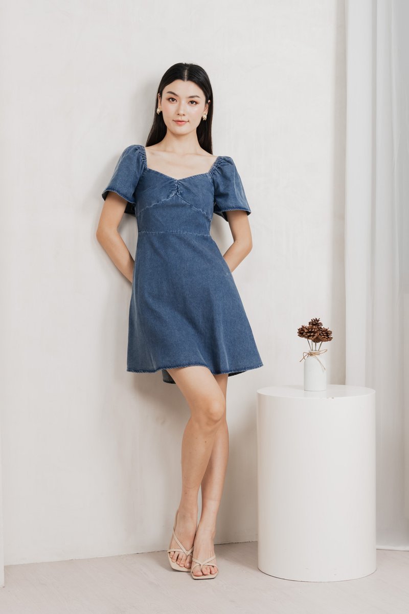 Fawn Denim Sweetheart Dress