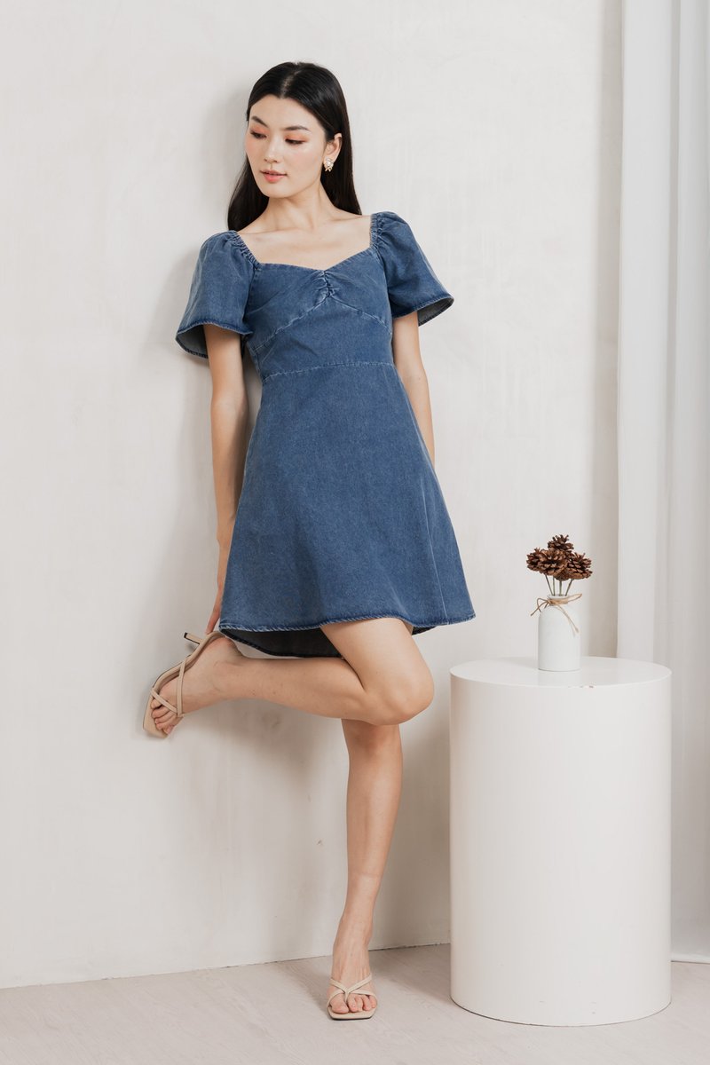 Fawn Denim Sweetheart Dress