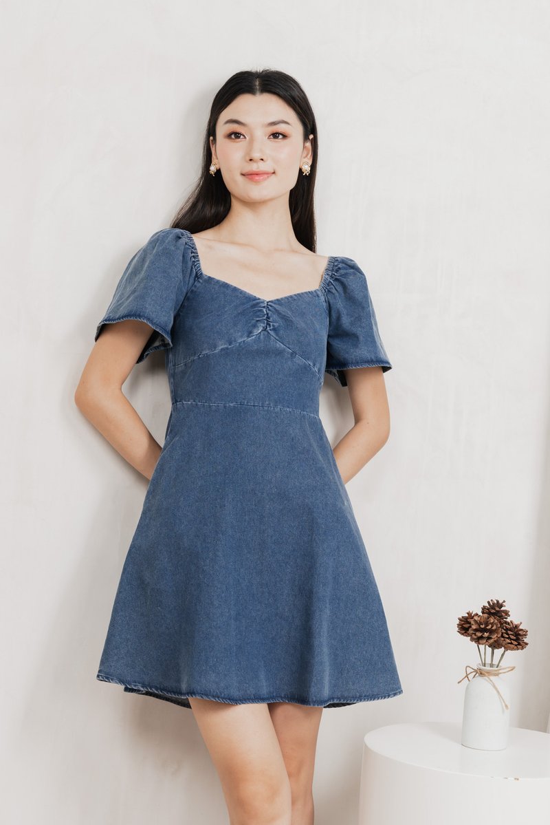 Fawn Denim Sweetheart Dress
