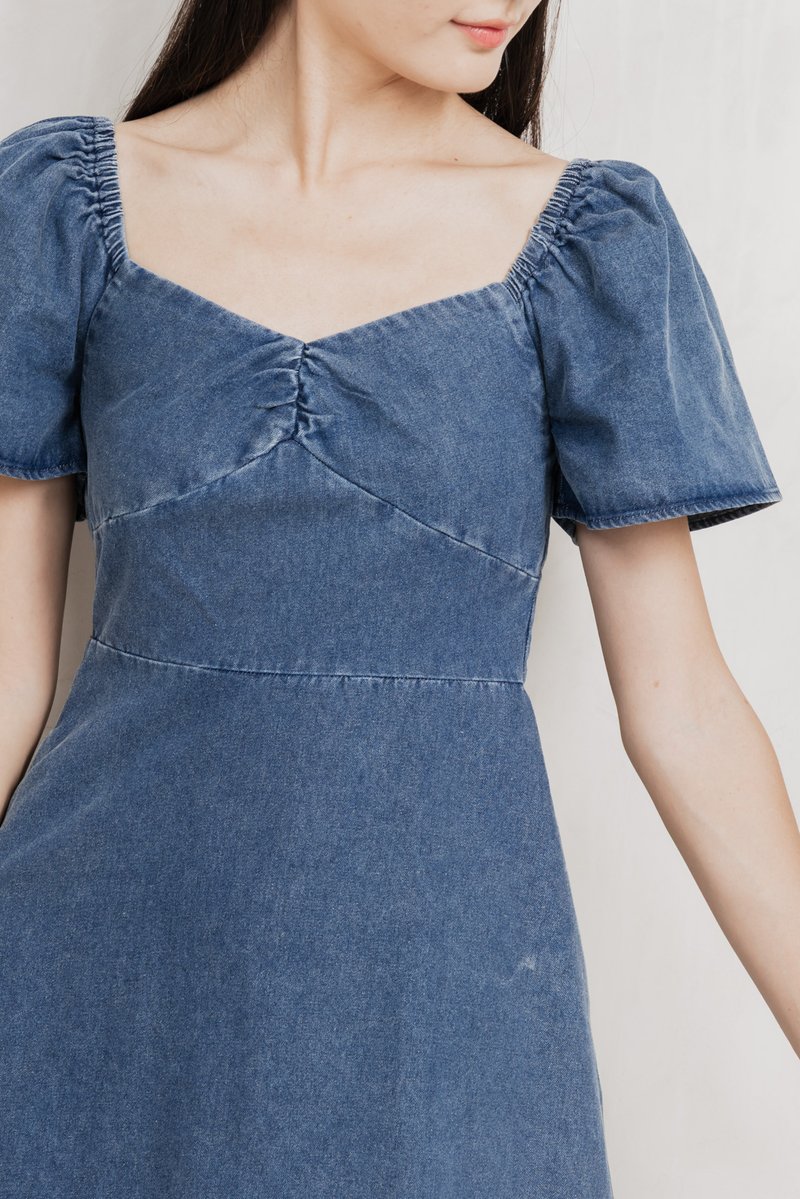 Fawn Denim Sweetheart Dress