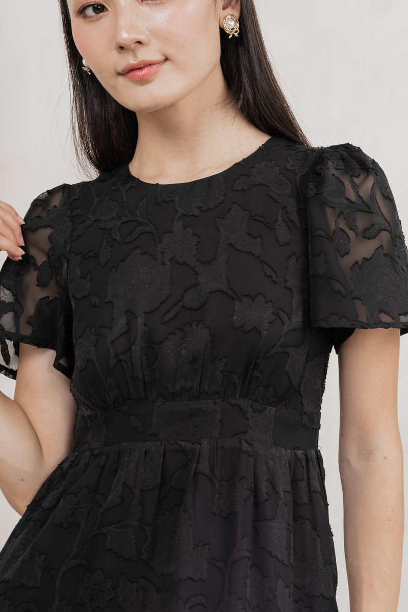 Monique Textured Midi Dress In Black