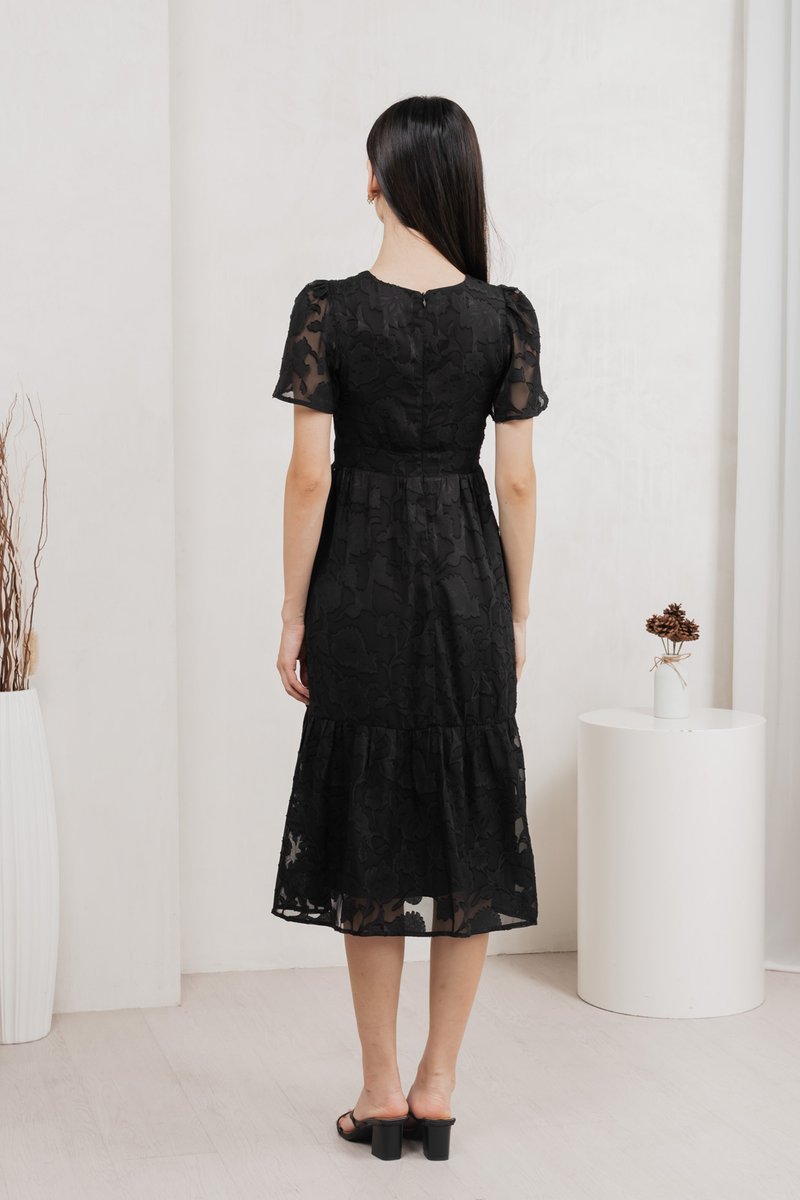 Monique Textured Midi Dress In Black