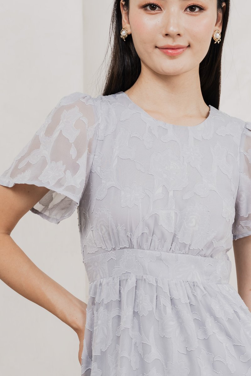 Monique Textured Midi Dress In Grey