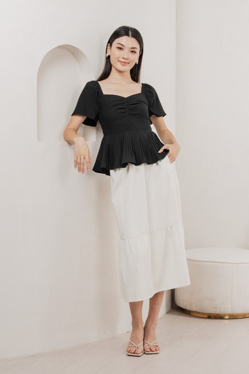 Pearl Elastic Waist Midi Skirt