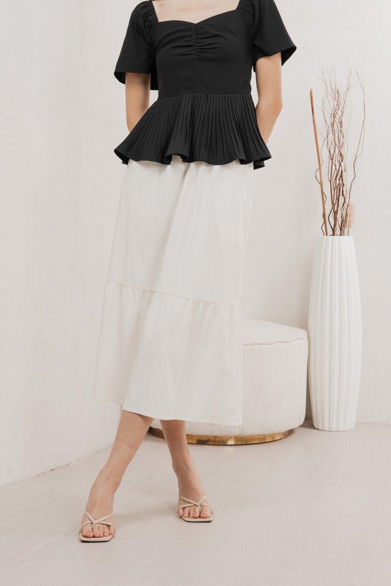 Pearl Elastic Waist Midi Skirt