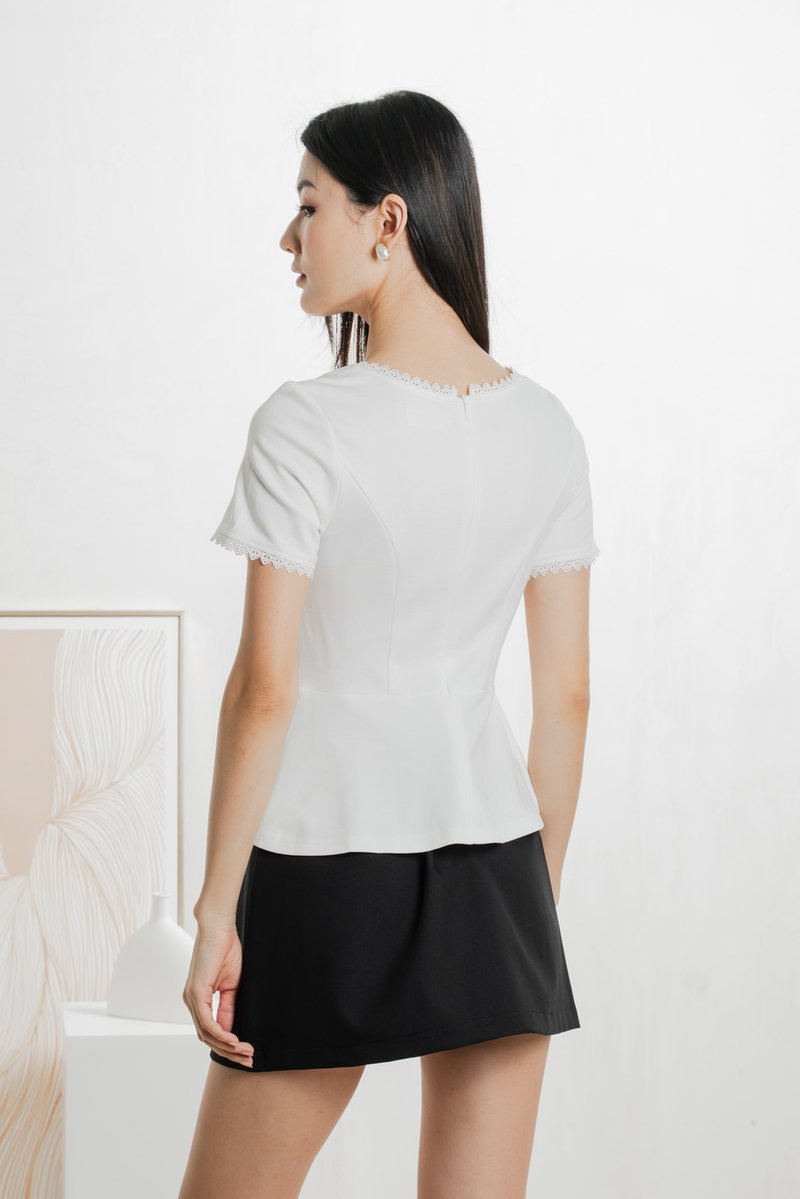 Lyrica Lace Trimmings Button Top In White