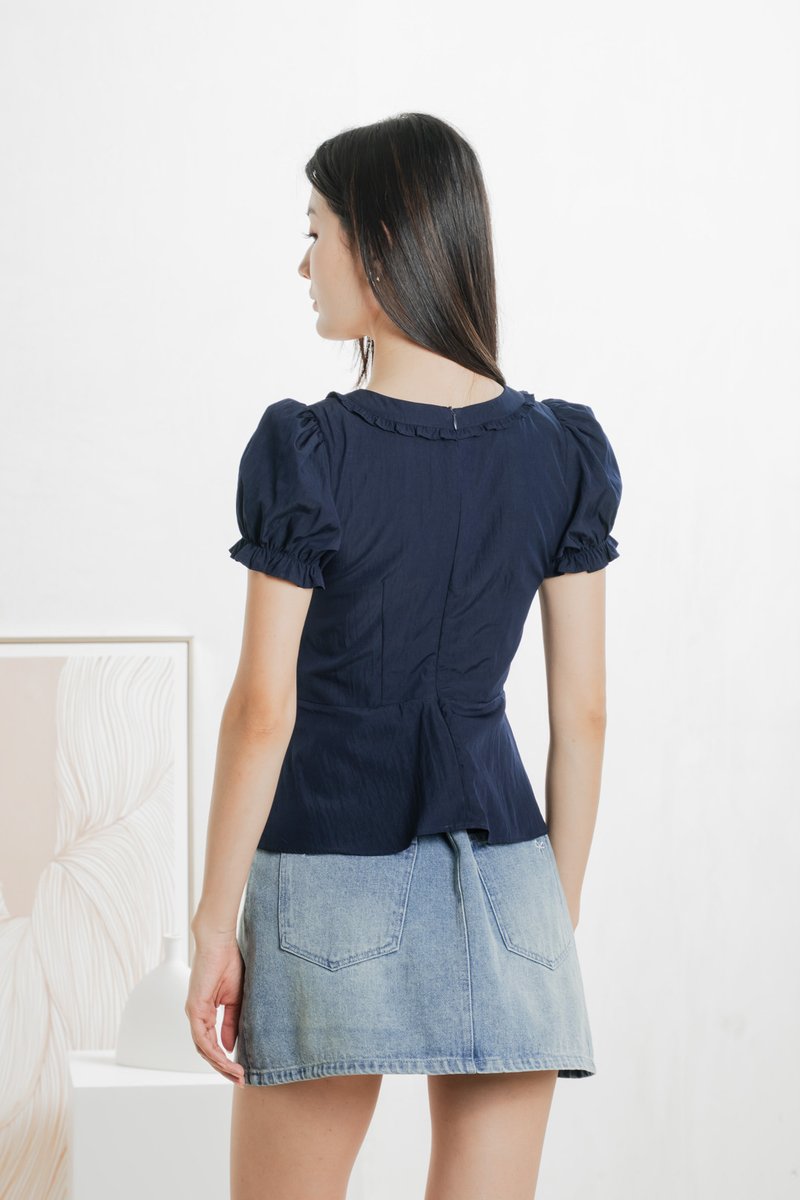 Quinn Cottagecore Top In Navy