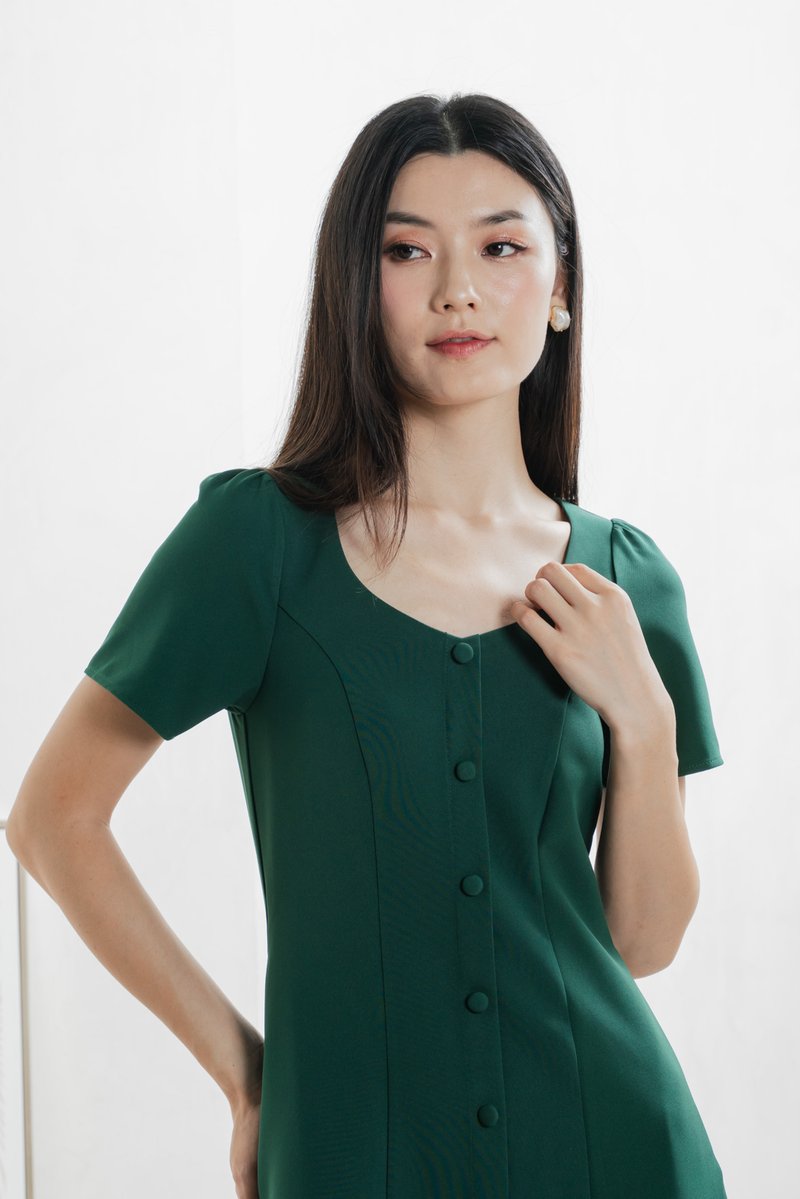 Barbara Buttons Panelled Dress In Forest