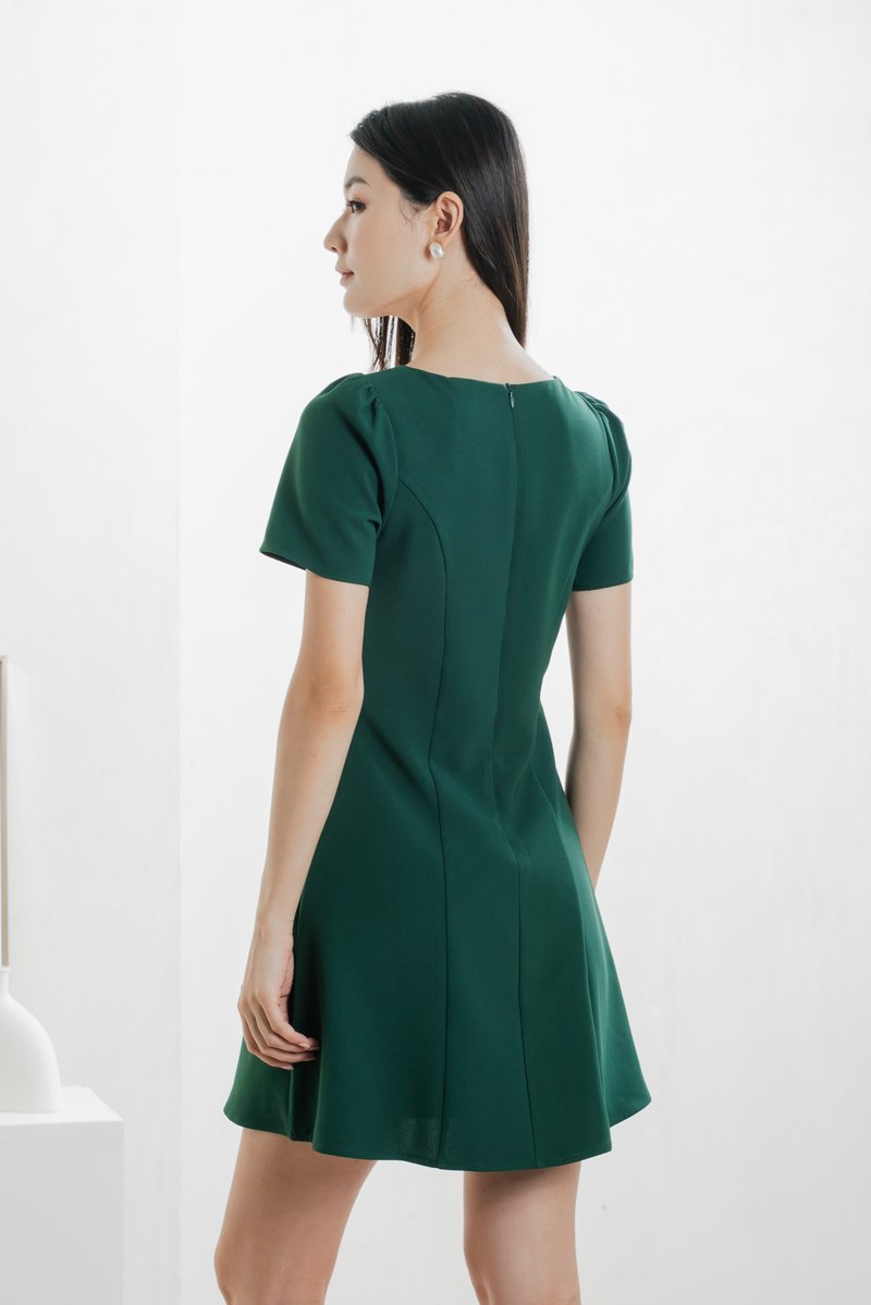 Barbara Buttons Panelled Dress In Forest