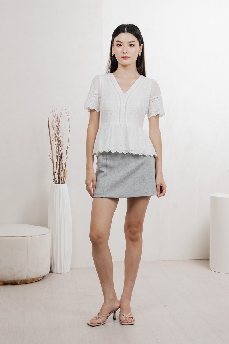 Lindsay Eyelet Top In White