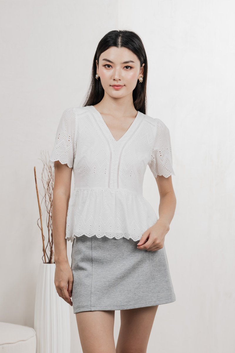 Lindsay Eyelet Top In White