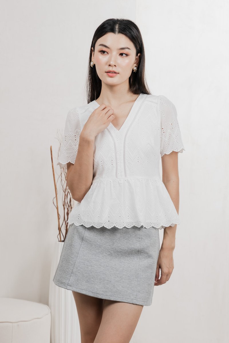 Lindsay Eyelet Top In White
