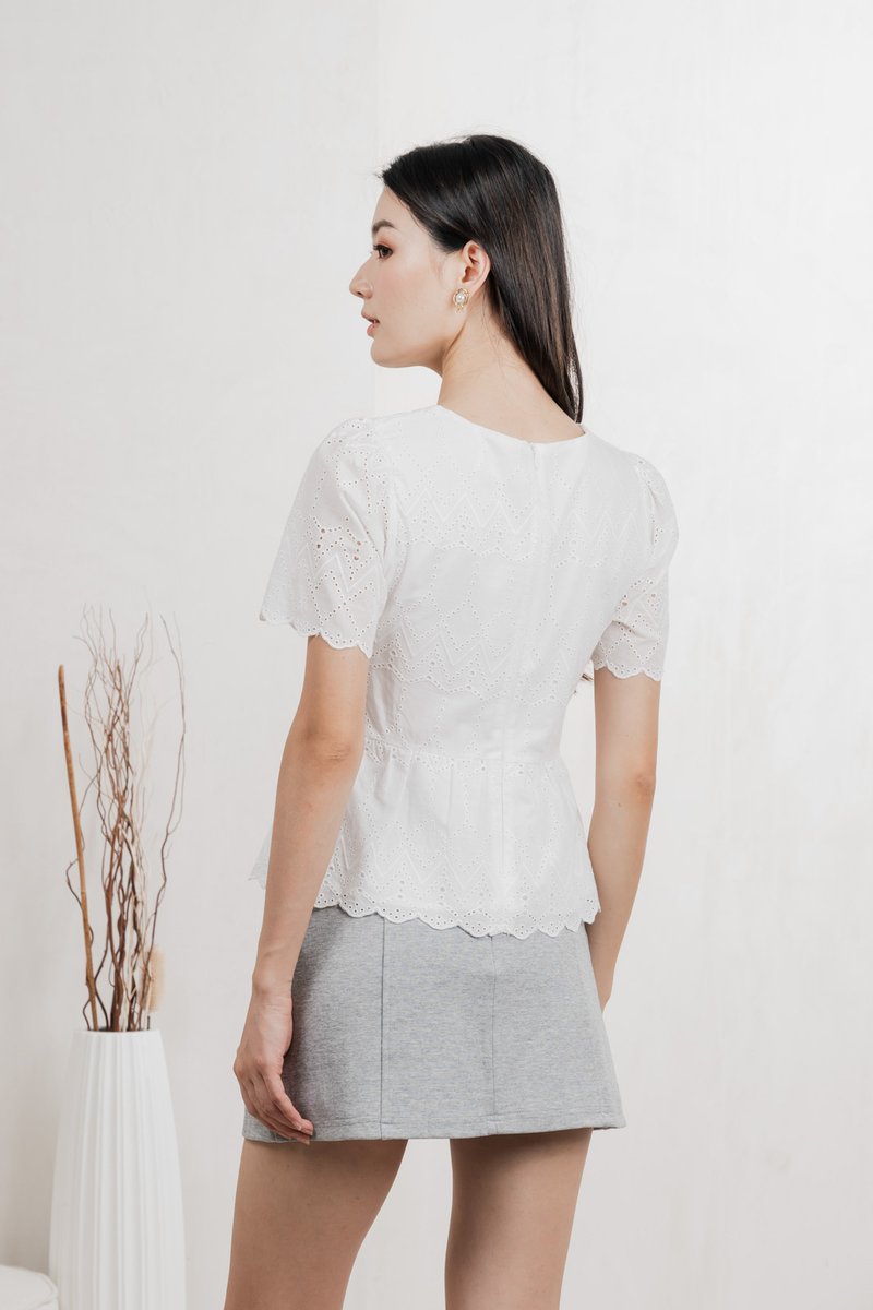 Lindsay Eyelet Top In White