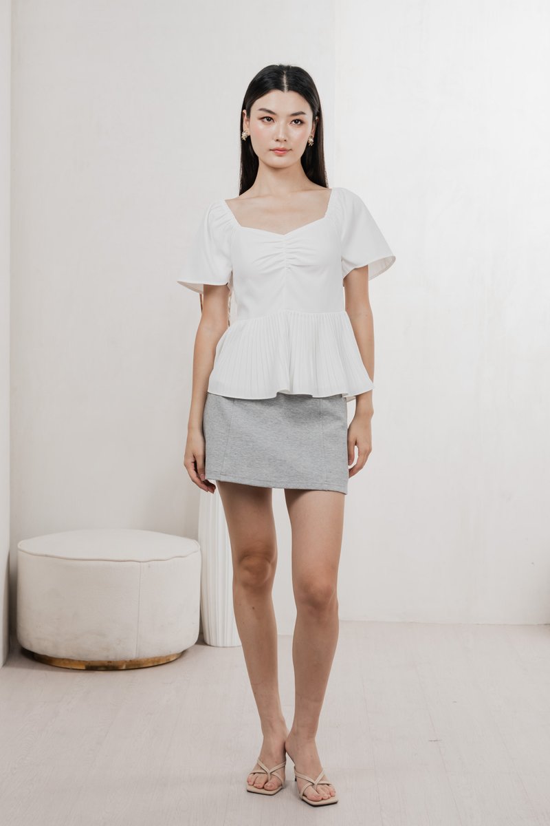 Poise Sweetheart Pleated Top In White