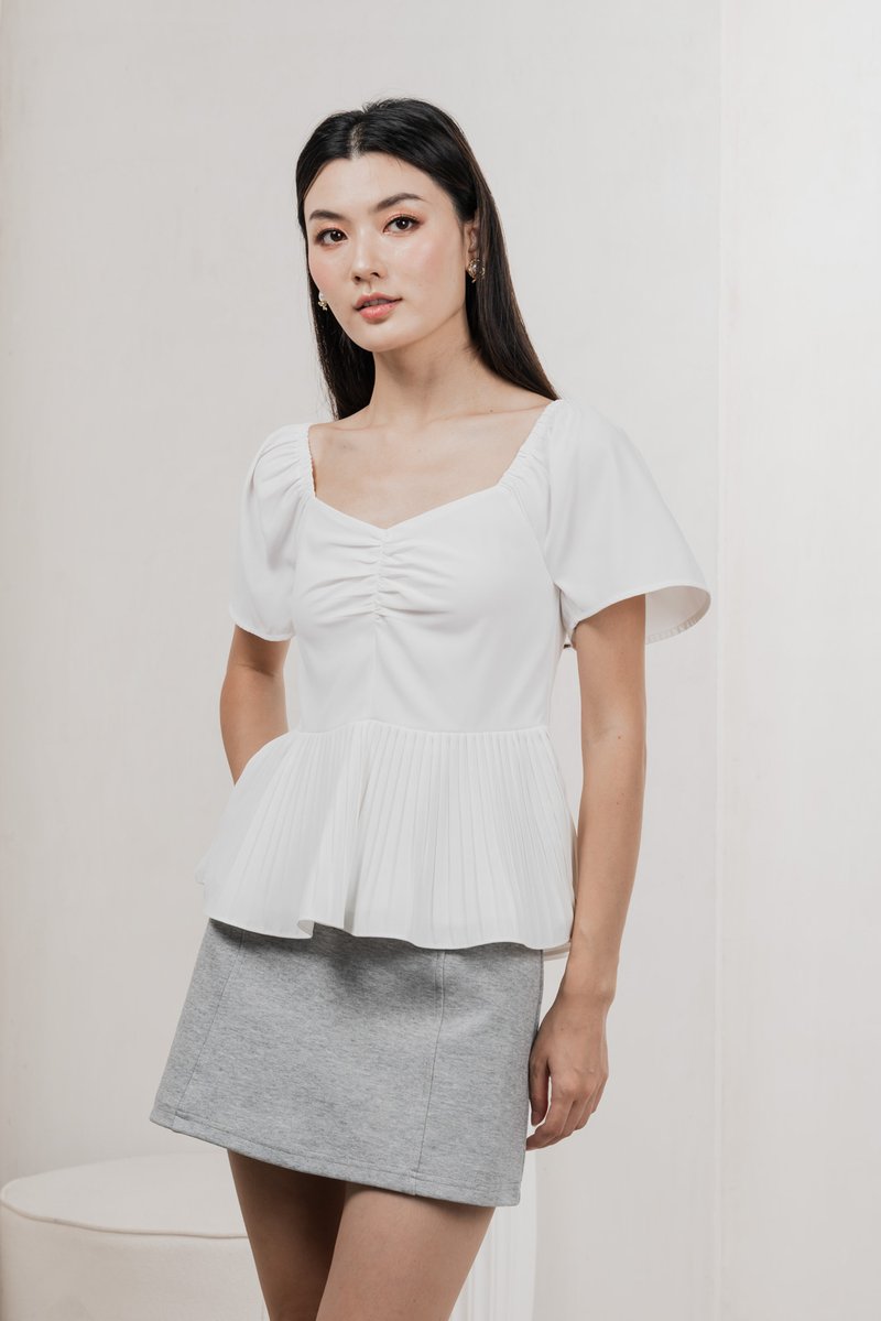 Poise Sweetheart Pleated Top In White
