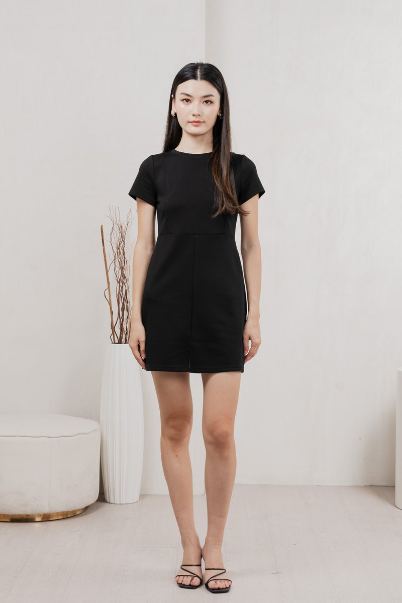Charley Cotton Panelled Dress In Black