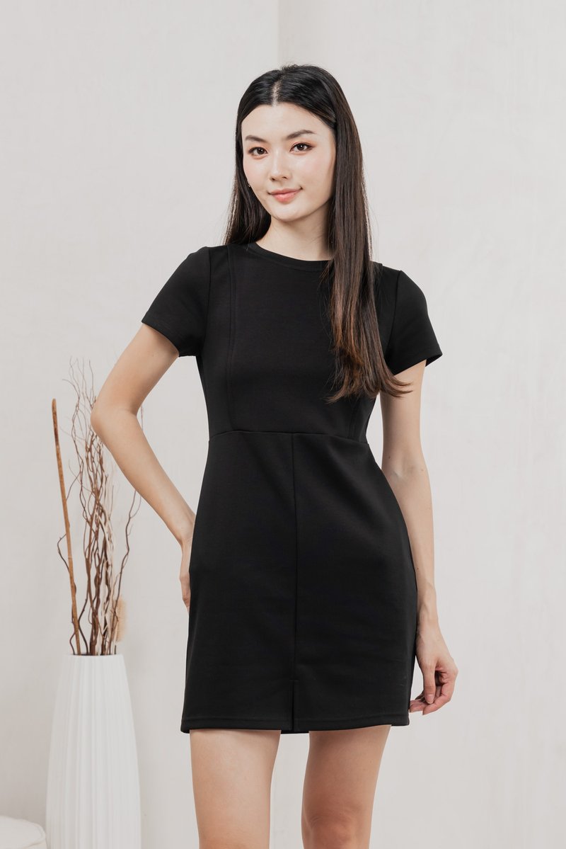 Charley Cotton Panelled Dress In Black