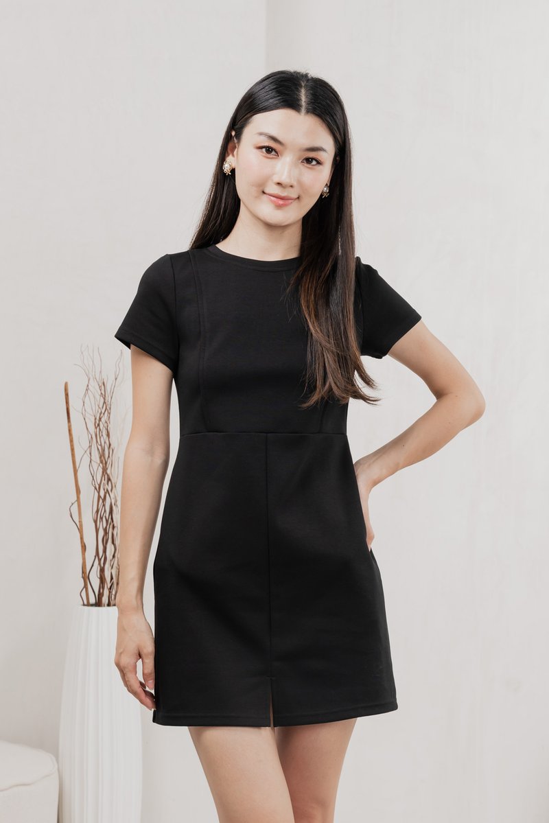 Charley Cotton Panelled Dress In Black