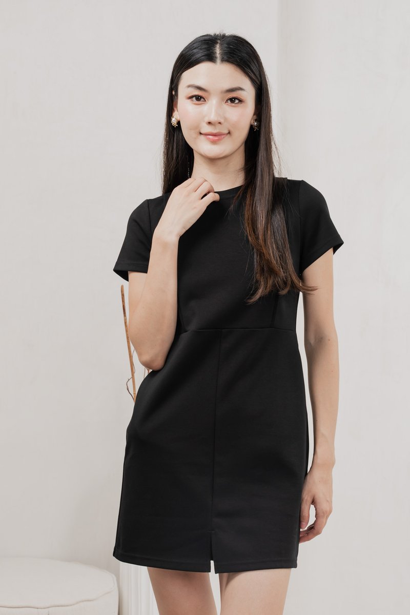 Charley Cotton Panelled Dress In Black
