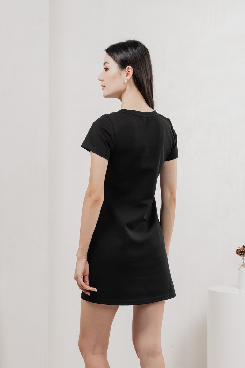 Charley Cotton Panelled Dress In Black