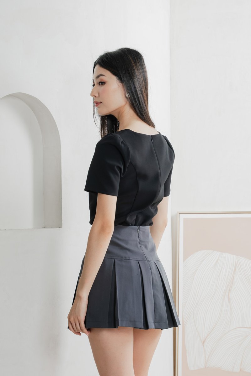 Barbara Buttons Panelled Top In Black