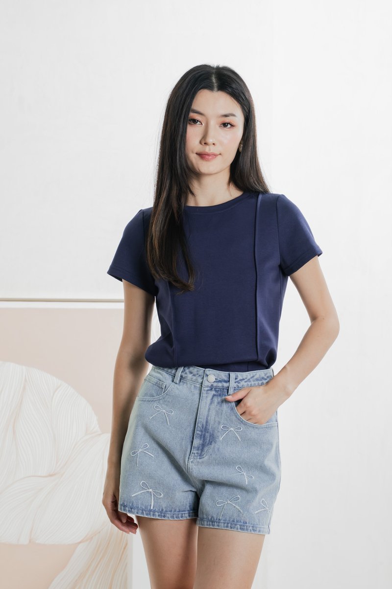 Carrion Panelled Top In Navy