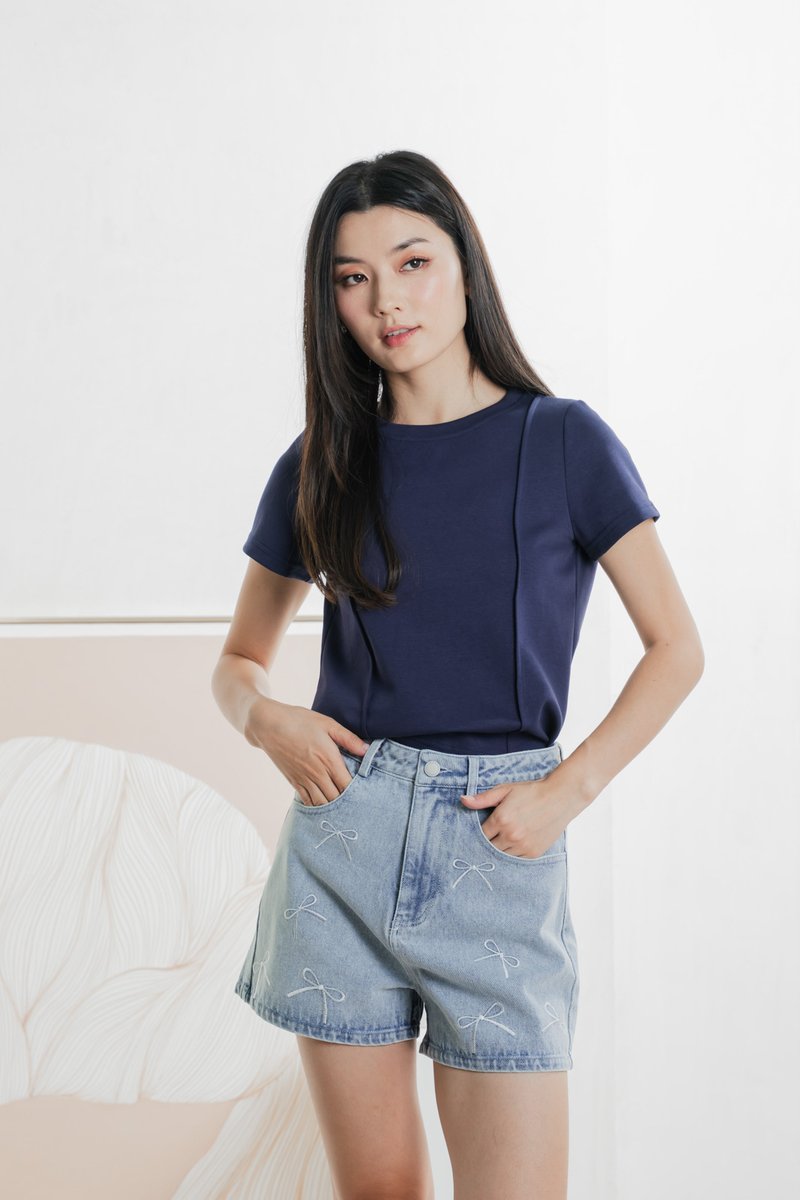 Carrion Panelled Top In Navy