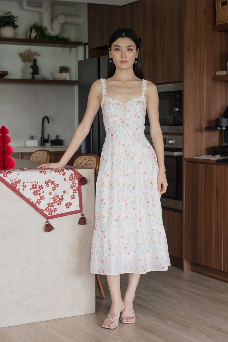 Honor Fleur Camisole Tiered Midi Dress
