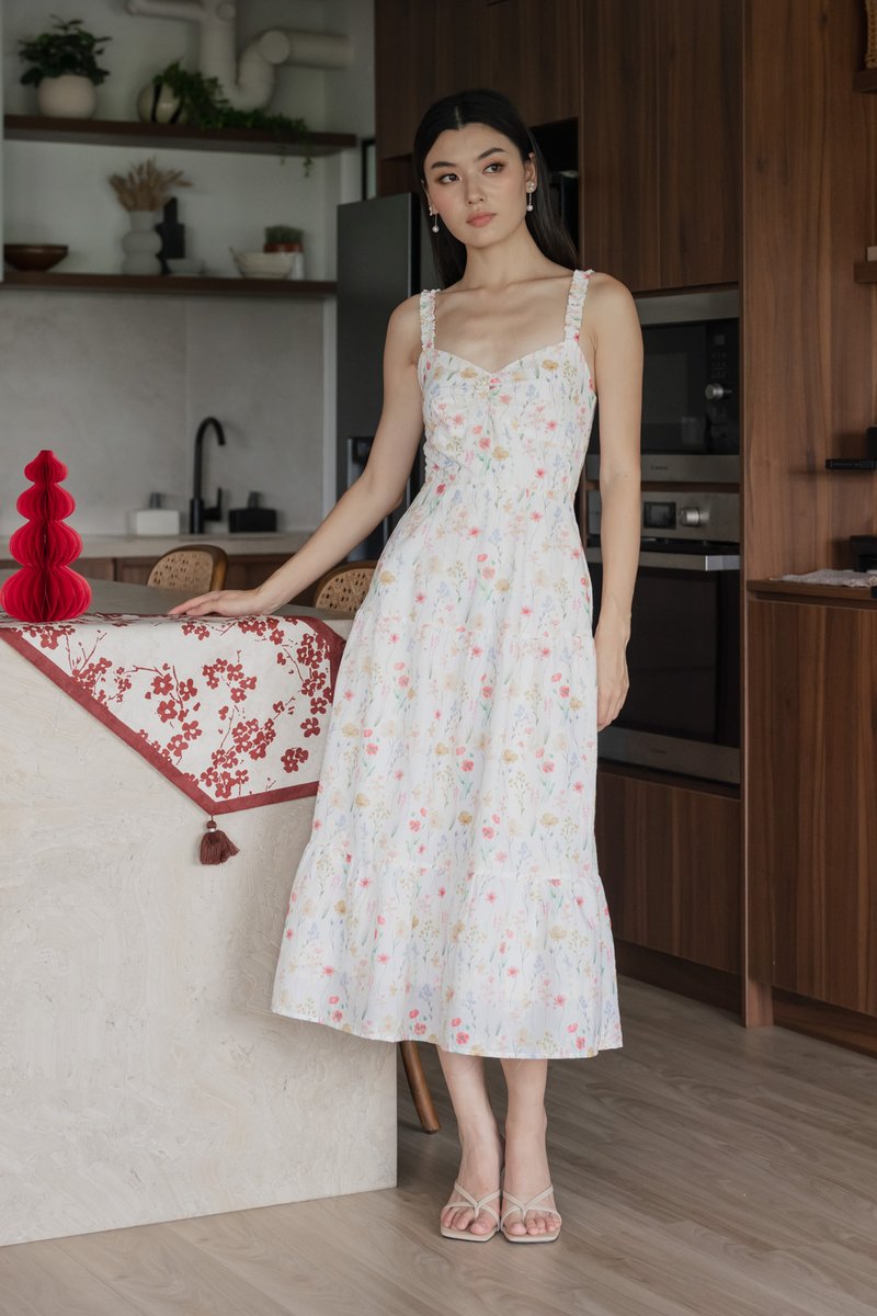 Honor Fleur Camisole Tiered Midi Dress