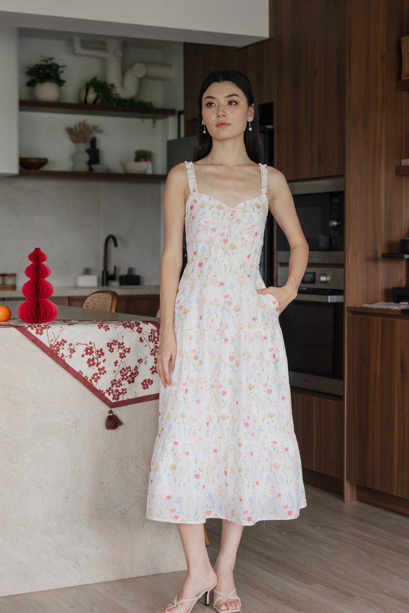 Honor Fleur Camisole Tiered Midi Dress