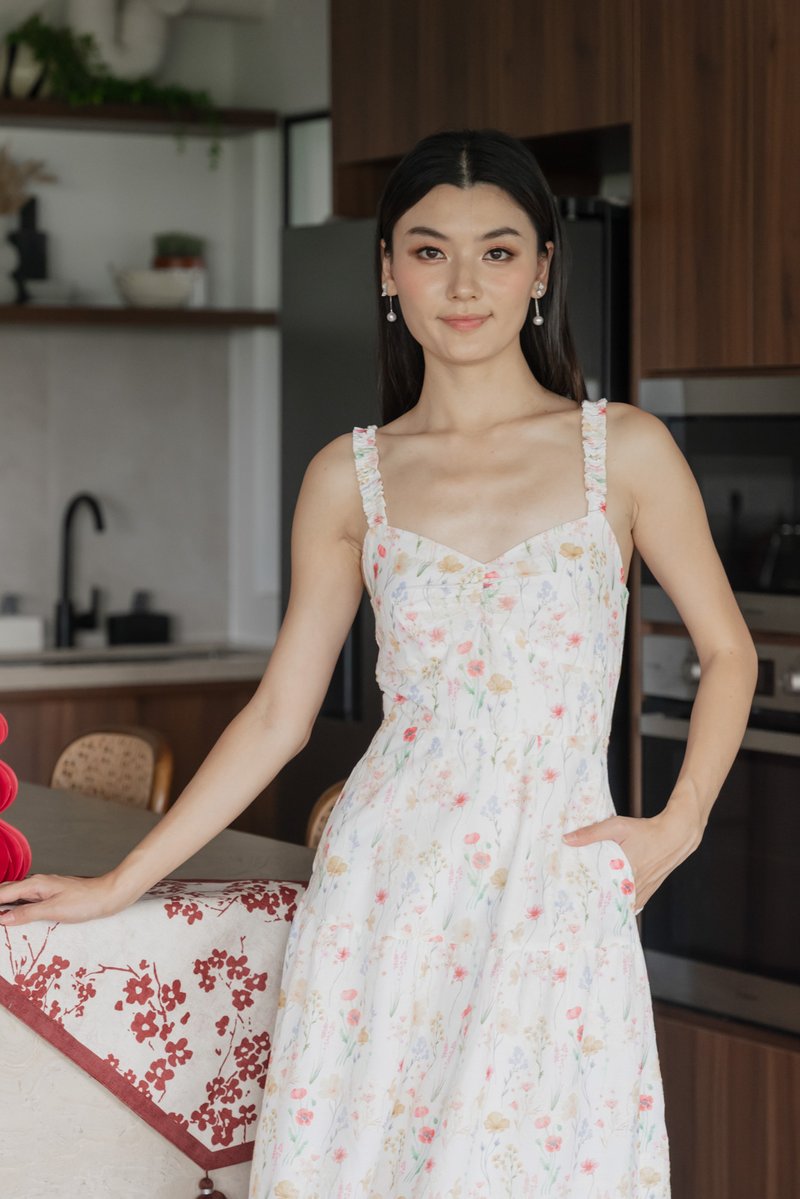Honor Fleur Camisole Tiered Midi Dress