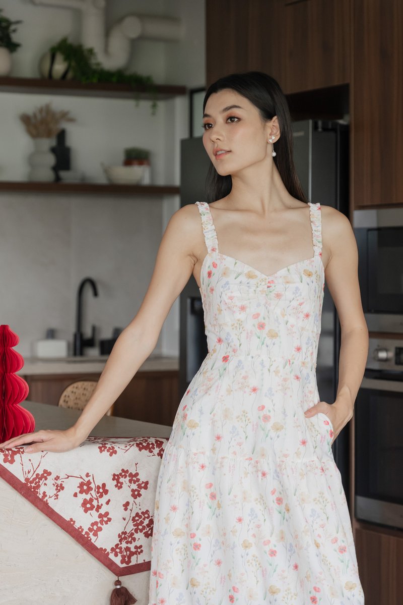 Honor Fleur Camisole Tiered Midi Dress