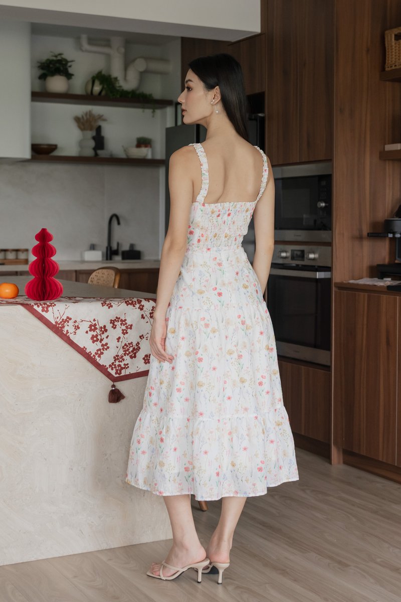 Honor Fleur Camisole Tiered Midi Dress