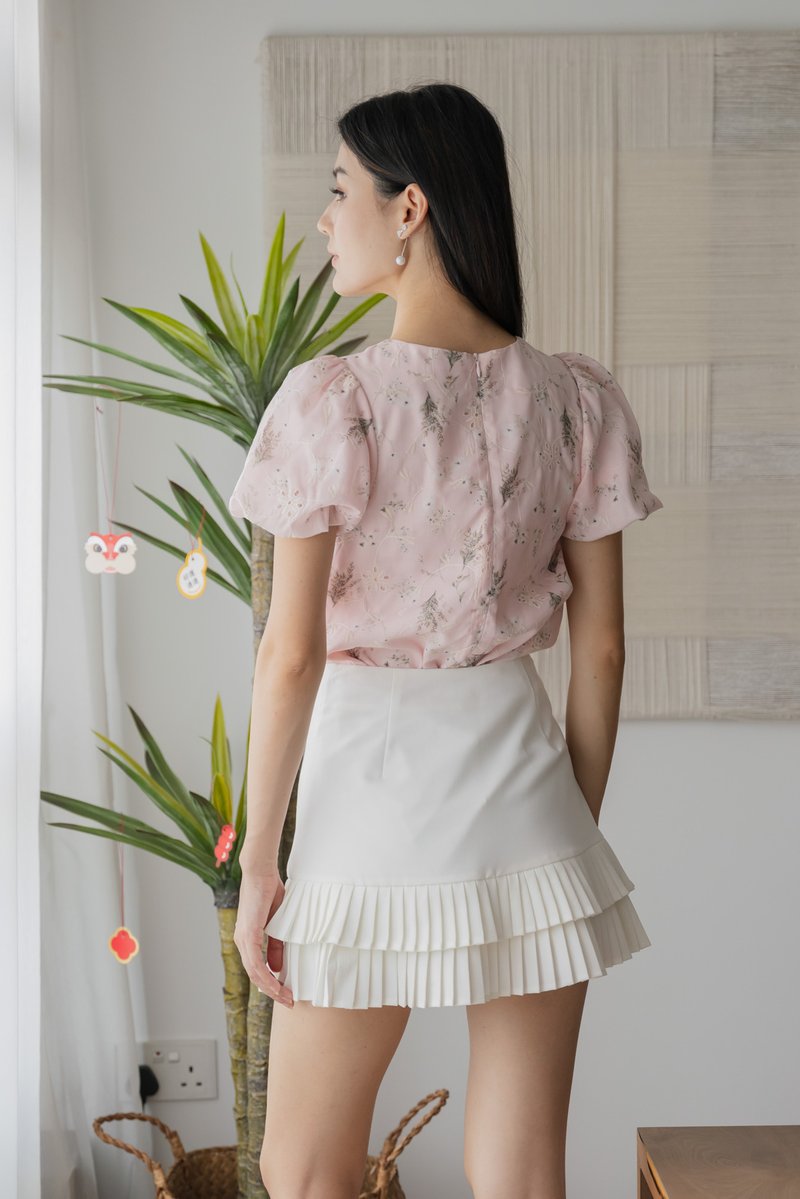 Finesse Floral Eyelet Top In Pink(M)