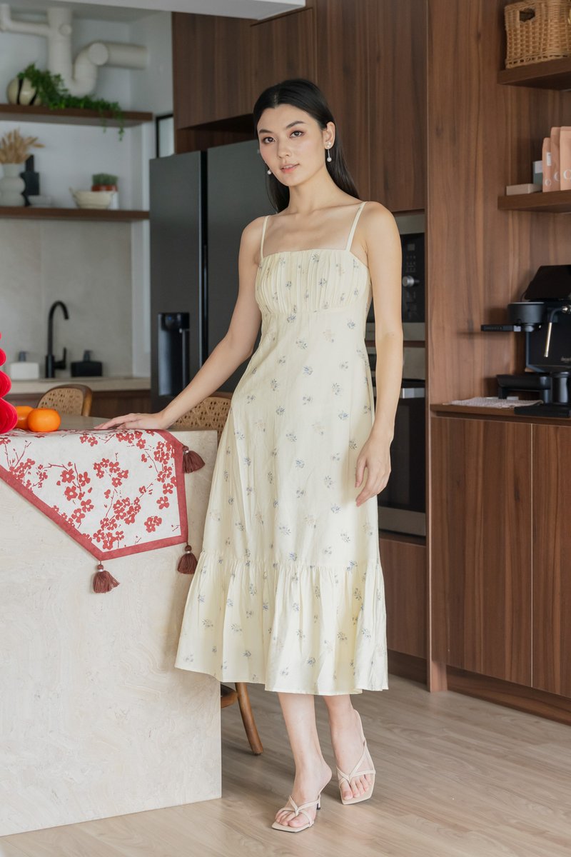 Citrine Floral Camisole Midi Dress
