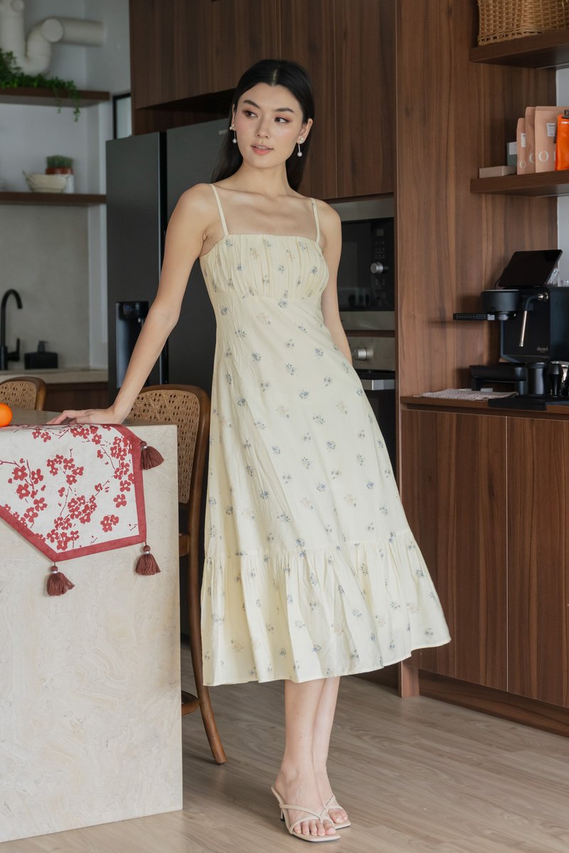 Citrine Floral Camisole Midi Dress