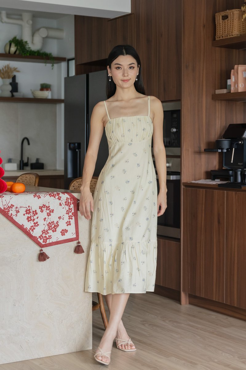 Citrine Floral Camisole Midi Dress