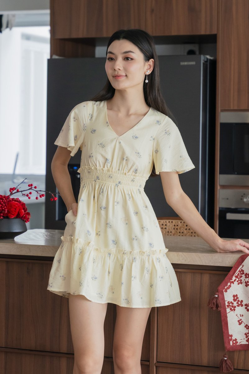 Citrine Floral Smocked Waist Dress