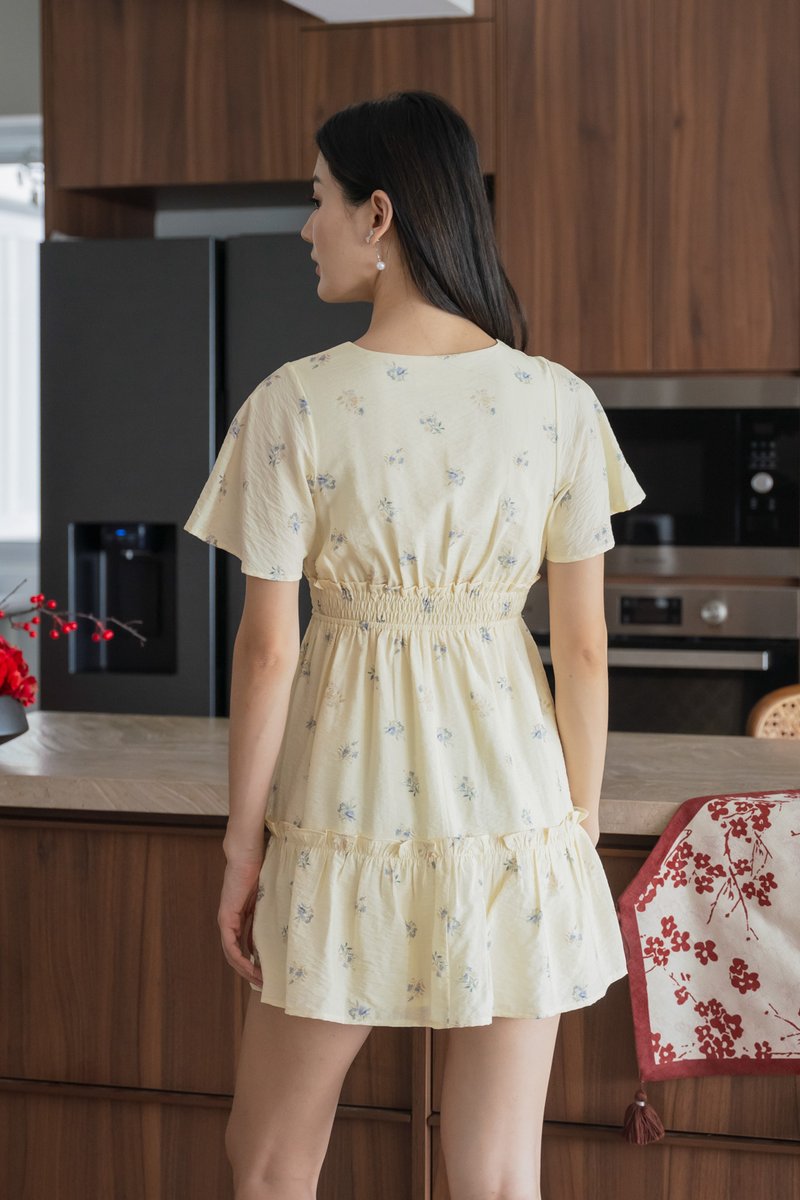 Citrine Floral Smocked Waist Dress