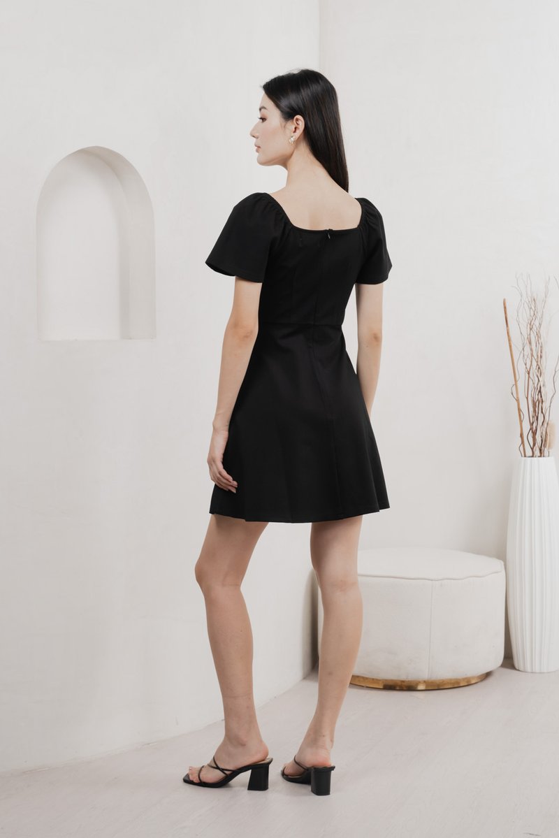 Eugene Ribbon Cotton Dress In Black